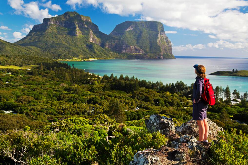 Hiking across Lord Howe Island in New South Wales. Picture: Luxury Lodges of Australia
