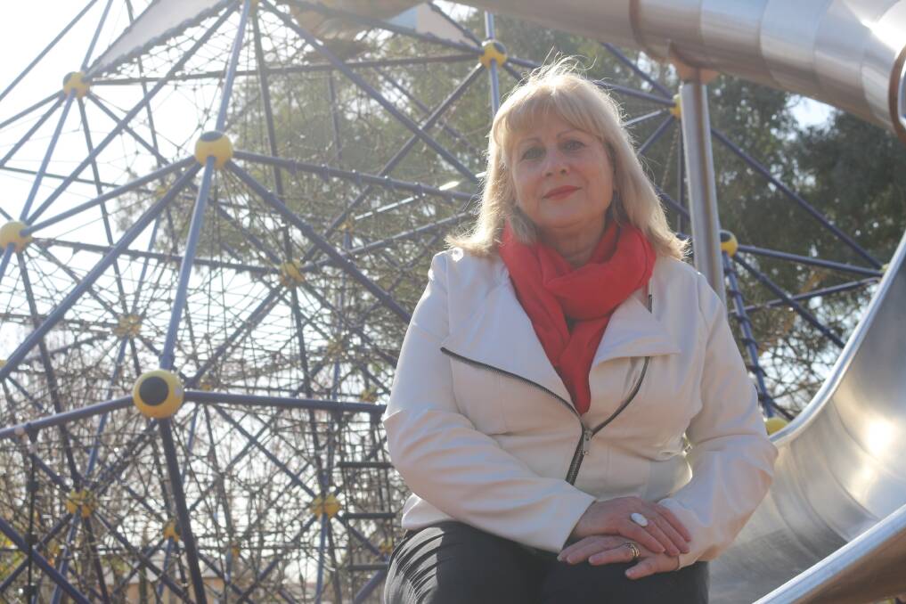 PICTURED: Anne Napoli at City Park where the 'Liberty Swing' plays an important role in therapy and socialising for disabled children. PHOTO: Sarah Bentvelzen.