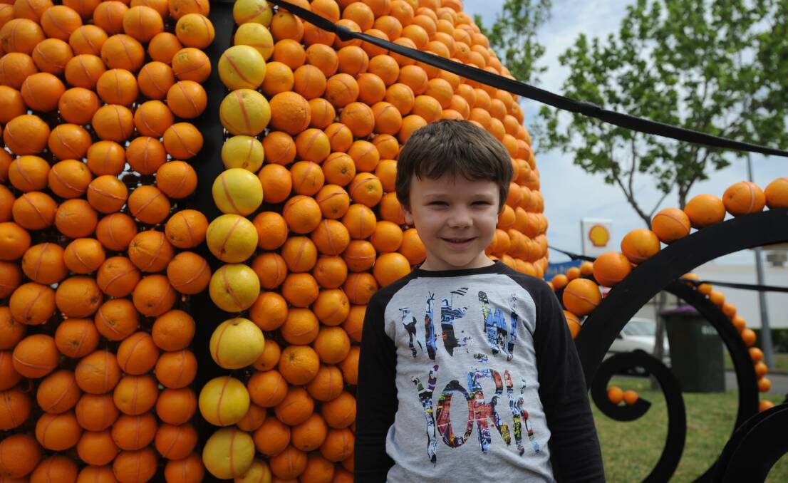 ZEST FOR LIFE: Ari DeMartin in front of one of the citrus sculptures from last year's event. Picture: Jessica Coates