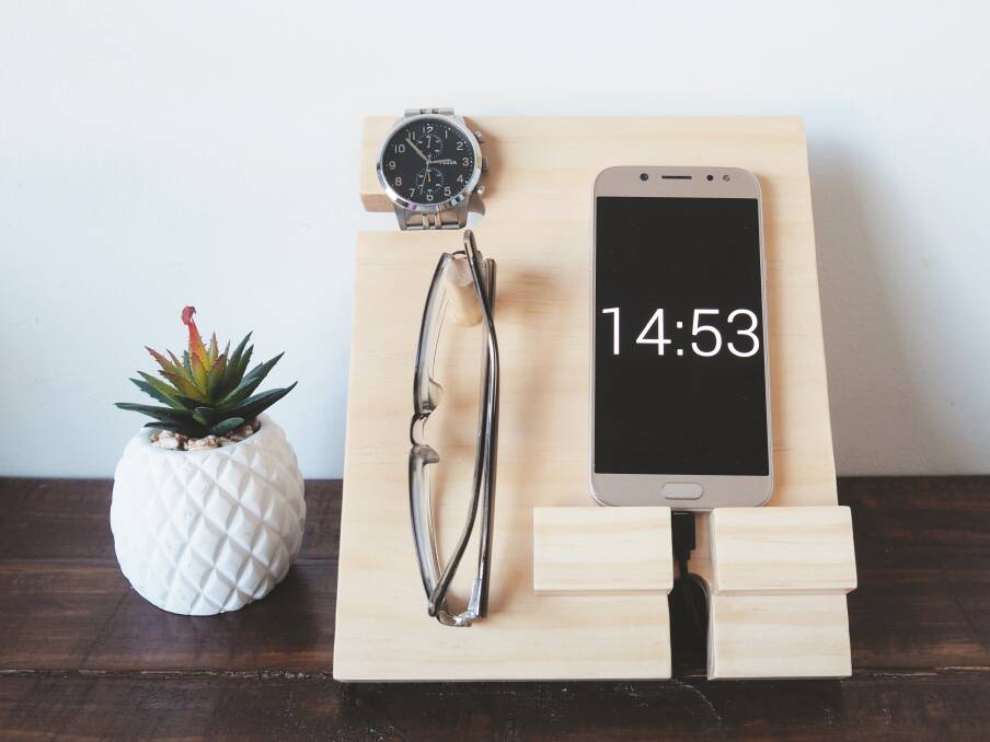 CLEVER: A docking station for phone, watch and keys or glasses. etsy.com.au