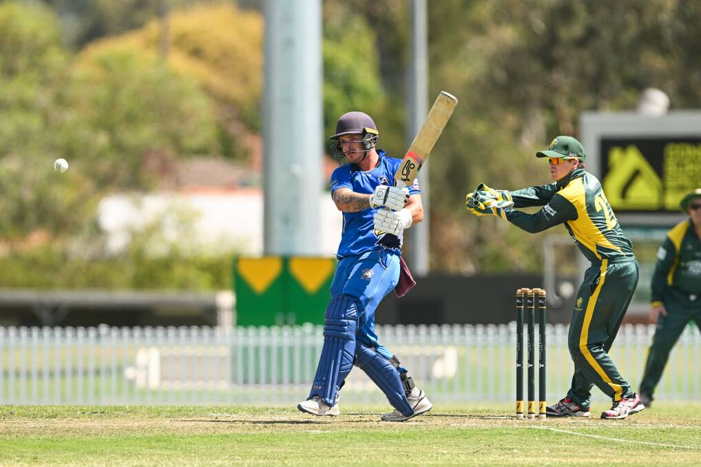 Nic Whitelaw had a stunning weekend, hitting 151 not out and snaring 4-27 against North Albury on Saturday at club level and followed it with 67 in Riverina's historic T20 win on Sunday. Picture by Mark Jesser