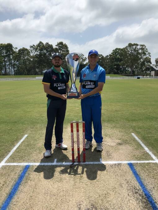 Riverina captain Ben Mitchell (left) and Greater Illawarra skipper Adam Ison with the inaugural Country Bash trophy.