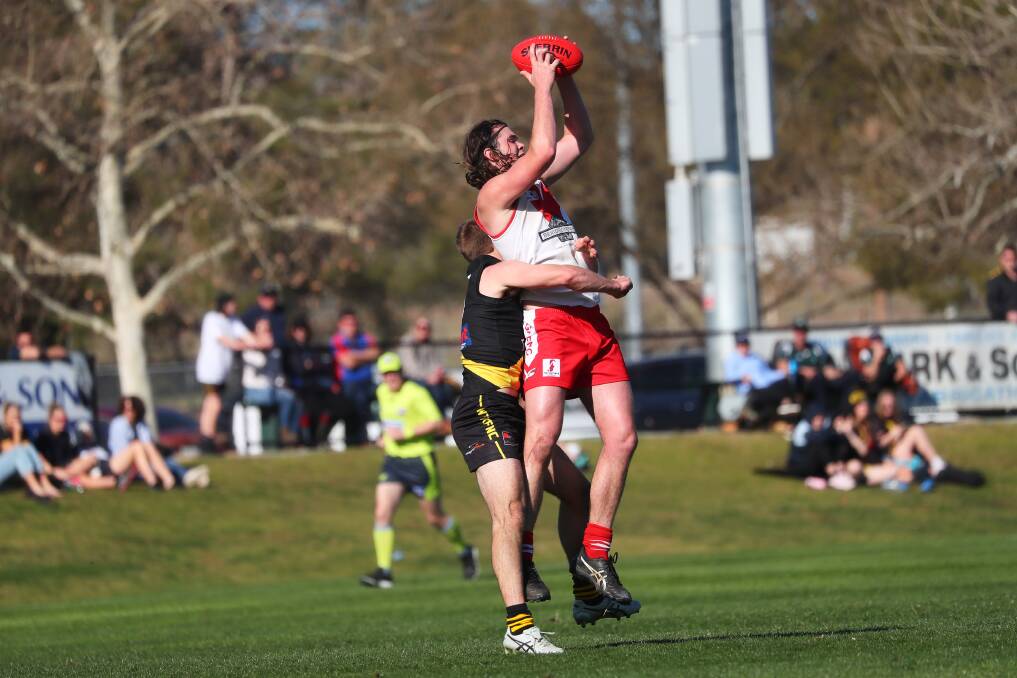 Young forward Lucas Conlan marks for Griffith
during this year's finals. Picture: DAILY ADVERTISER