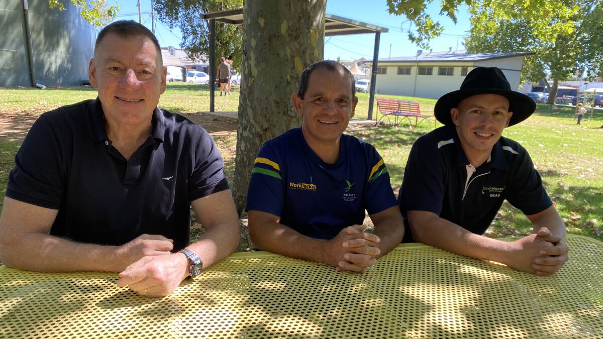 Seb Spina, Joey Longford and Beau Block are hoping the Men's Table concept takes off in Leeton. Picture by Talia Pattison 