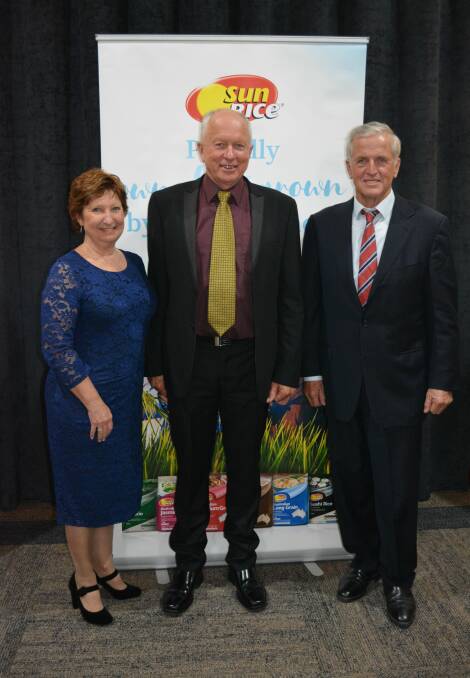 TOP EFFORT: Erin and Peter Draper with SunRice chairman Laurie Arthur. Photo: Contributed 