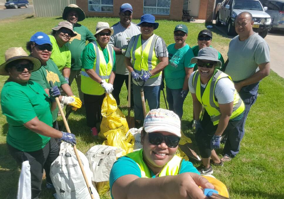GREAT JOB: Bags and bags of rubbish was collected by members of Griffith's Fijian community as part of Clean Up Australia Day recently. Photo: Supplied
