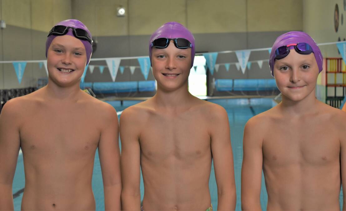 SUPER SWIMMERS: Archie Forwood, Torron Bartlett and Taylor Serafin. PHOTO: Shaun Paterson