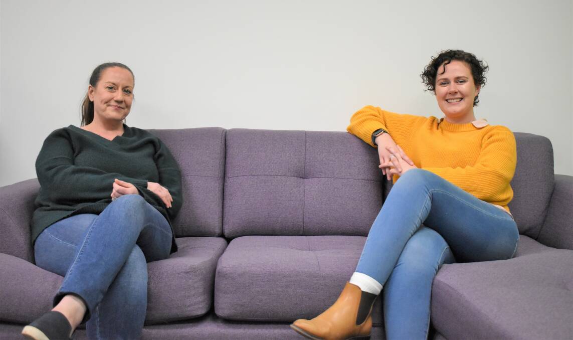 HERE TO TALK: Rowena Gilbey and Cassandra Campbell-Smith from Headspace Griffith. PHOTO: Shaun Paterson