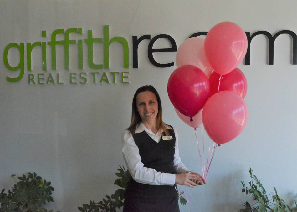 THINKING PINK: Jessica Zandona of Griffith Real Estate is the event organiser for the Tradies Help the Ladies campaign and Pink Up Griffith. PHOTO: Shaun Paterson