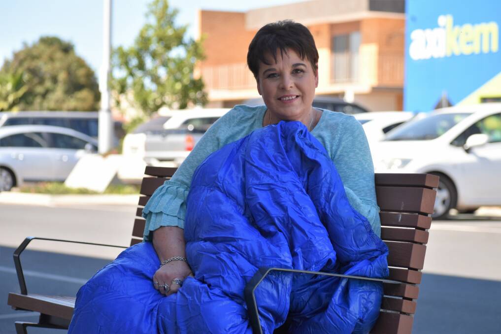 FUNDRAISER: Sue Oosthuysen from St Vincent de Paul Society Griffith is ready for this year's Community Sleep Out. PHOTO: Shaun Paterson