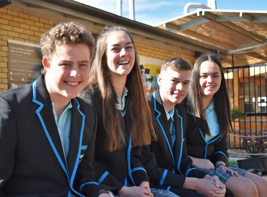 BIG SMILES: MRHS year 12 captains Matthew Hutchinson, Rebecca Groat, Lachlan Cirillo and Ellie Taipaleti. PHOTO: Shaun Paterson