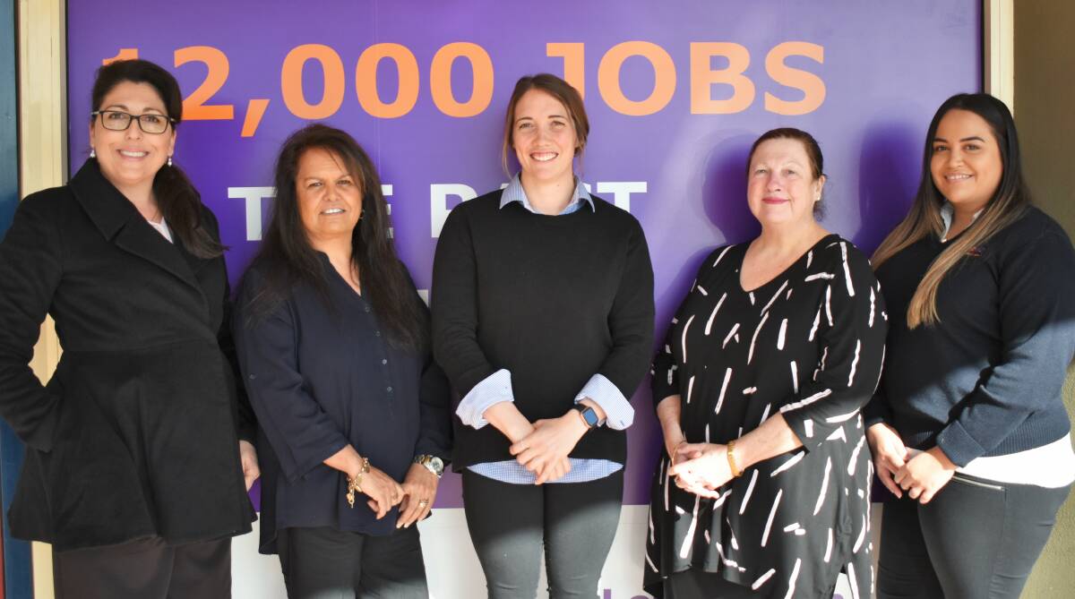 BACK TO WORK: Leeann Piccinin, Debbie Simpson, Tamara Balding, Michelle Parsons and Ingrid Siale from Sureway Employment and Training Griffith. PHOTO: Shaun Paterson