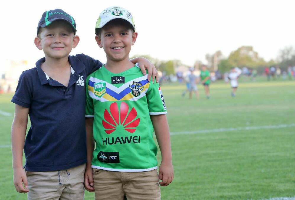 OUT AND ABOUT: Alexander Felico and Nicholas McGibbon at the Canberra Raiders pre-season game on this day in 2015.