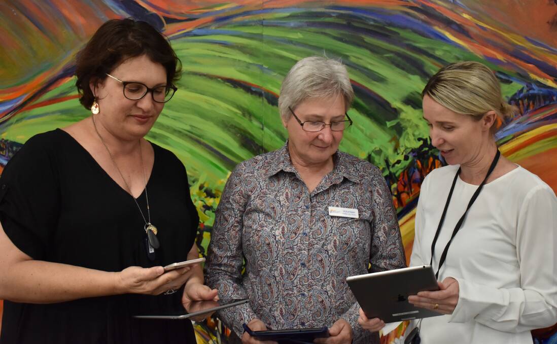 TECH HEADS: Janine Cunial, Jenny Campbell and Sharmaine Delgado at the Griffith City Library. PHOTO: Shaun Paterson