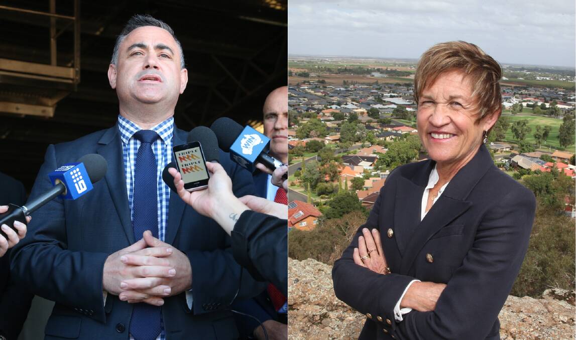 FIXING THE PROBLEM: NSW Deputy Premier John Barilaro and Member for Murray Helen Dalton address the water crisis.