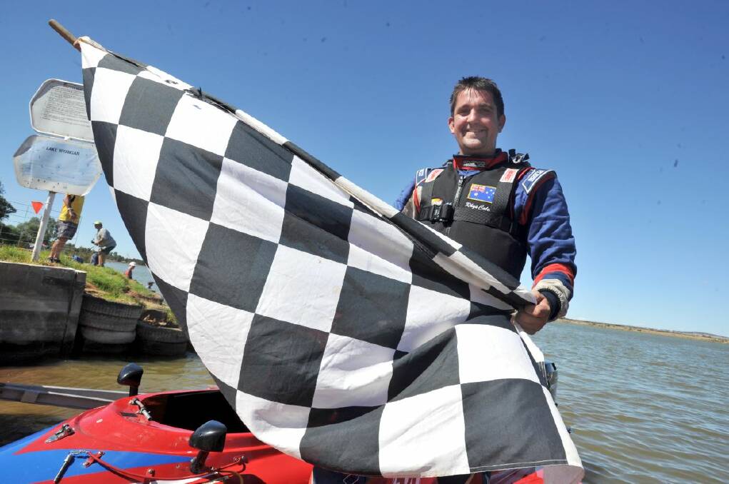 FULL THROTTLE: Sydney racer Rhys Coles pictured with his powerboat on this day in 2015.