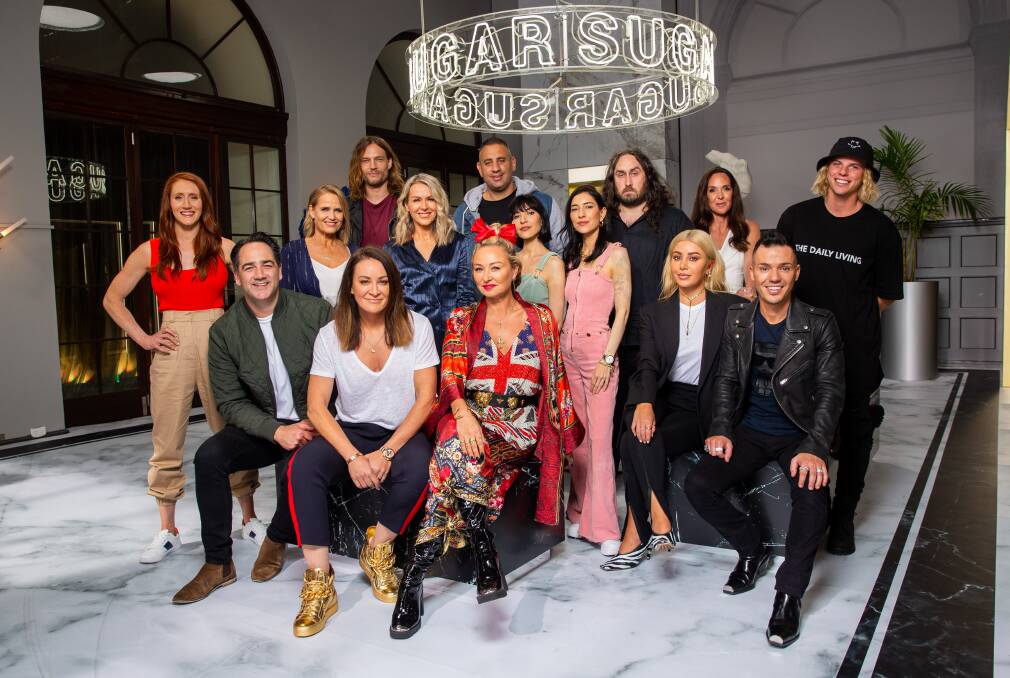 CELEBRITY APPRENTICES: Standing from left - Olivia Vivian, Shaynna Blaze, David Genat, Lorna Jane Clarkson, Rob Shehadie, The Veronicas, Ross Noble, Jane Allis and Alex Hayes. Seated from left, Michael 'Wippa' Wipfli, Michelle Bridges, Camilla Franks, Martha Kalifatidis, Anthony Callea. Below: Lord Alan Sugar. Photos: supplied by Nine Network.