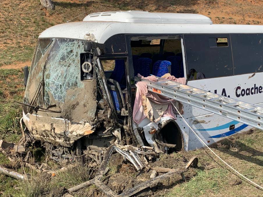 A bus, believed to be from Griffith, crashed near Harden last year. Picture: NSW Ambulance