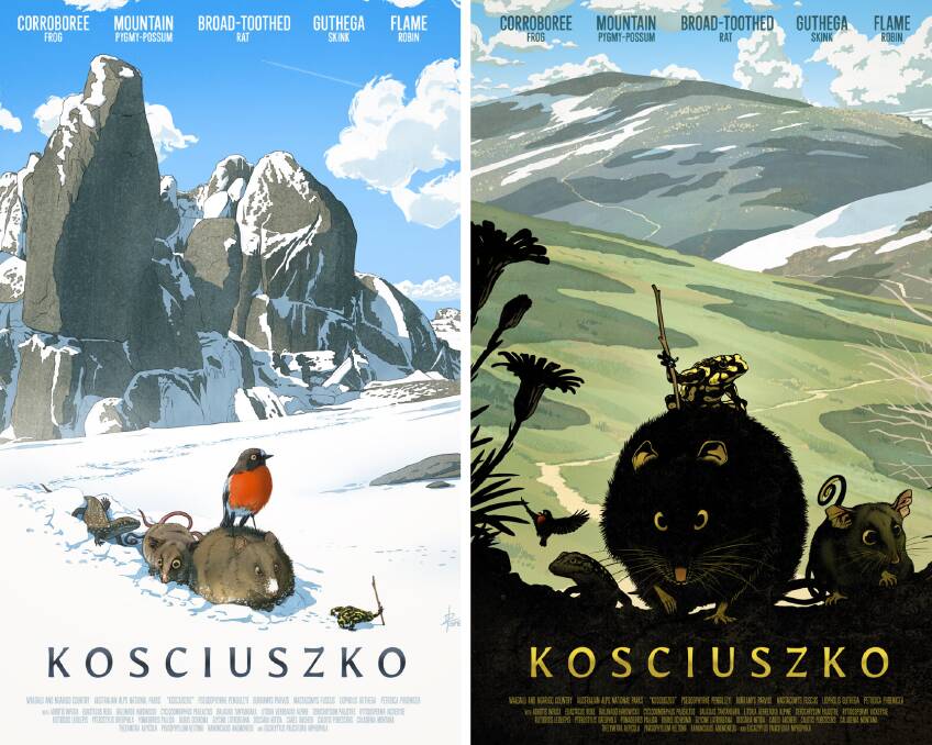 The Canberra Times cartoonist David Popes has created these two posters celebrating the smaller creatures of Kosciuszko National Park. 