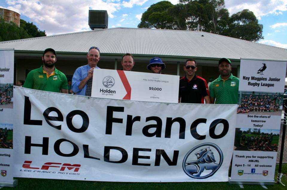 Giving back: The Hay Junior Rugby League team was just one of the teams supported by Leo Franco Motors last year.