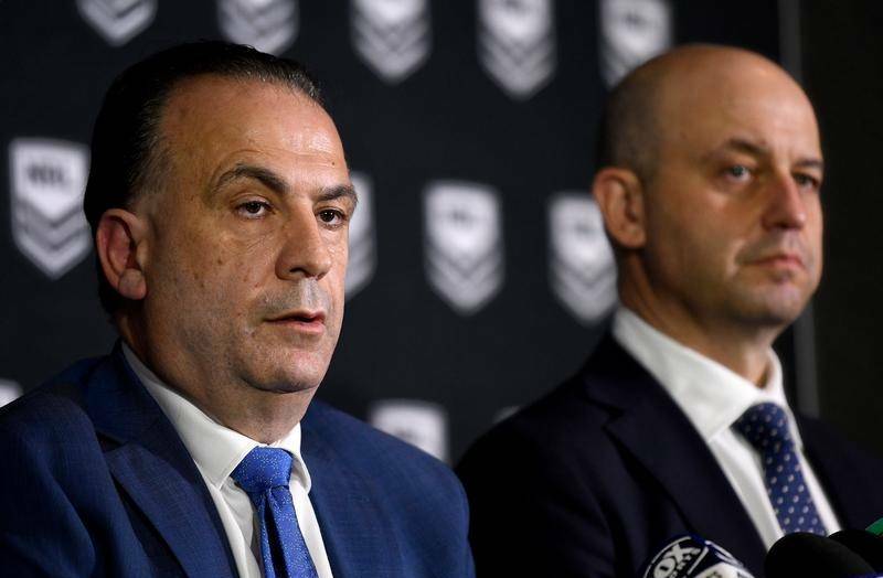 Now that former NRL CEO Todd Greenberg (right) has left the building, ARL Commission chairman Peter V'landys is expected to shake up the organisation to ensure a viable future for the game. 