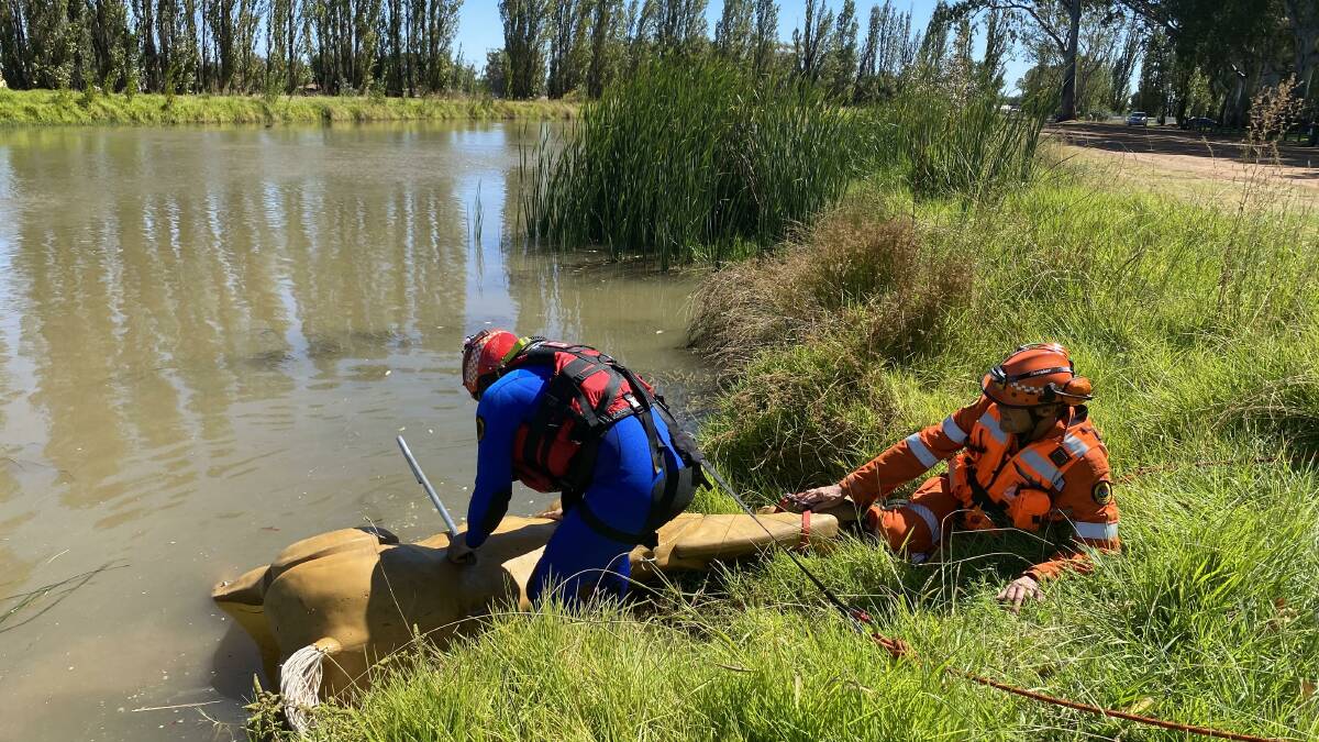 Griffith SES undergo large animal rescue training at IOOF Park. Photos: Supplied