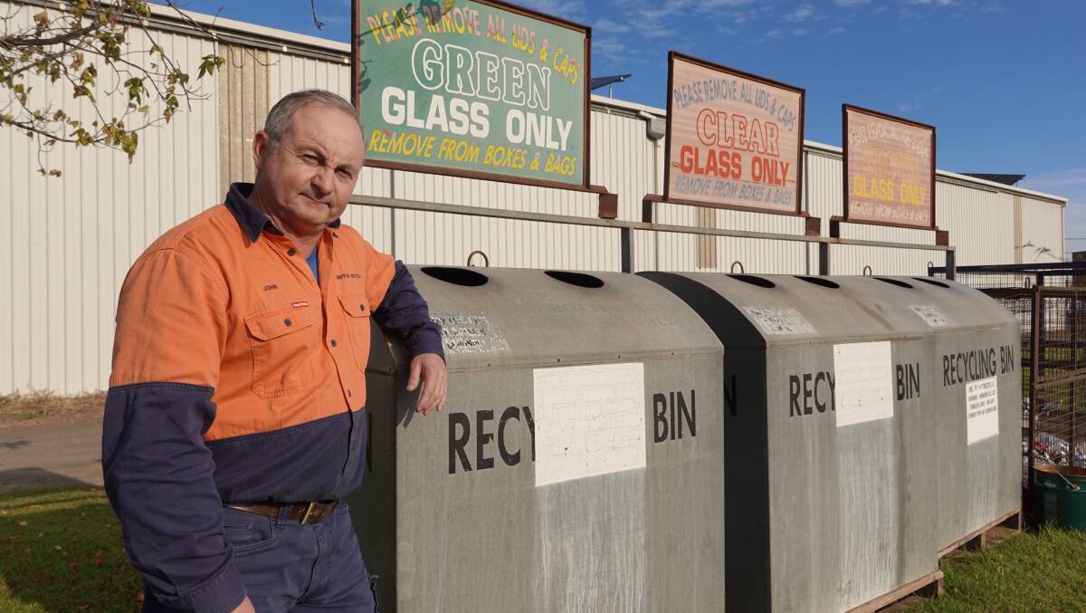 READ THE SIGNS: Griffith Recycling's John Rowley says it is a weekly occurance that someone uses the centre's drop off bins as their personal tip. PHOTO: Monty Jacka