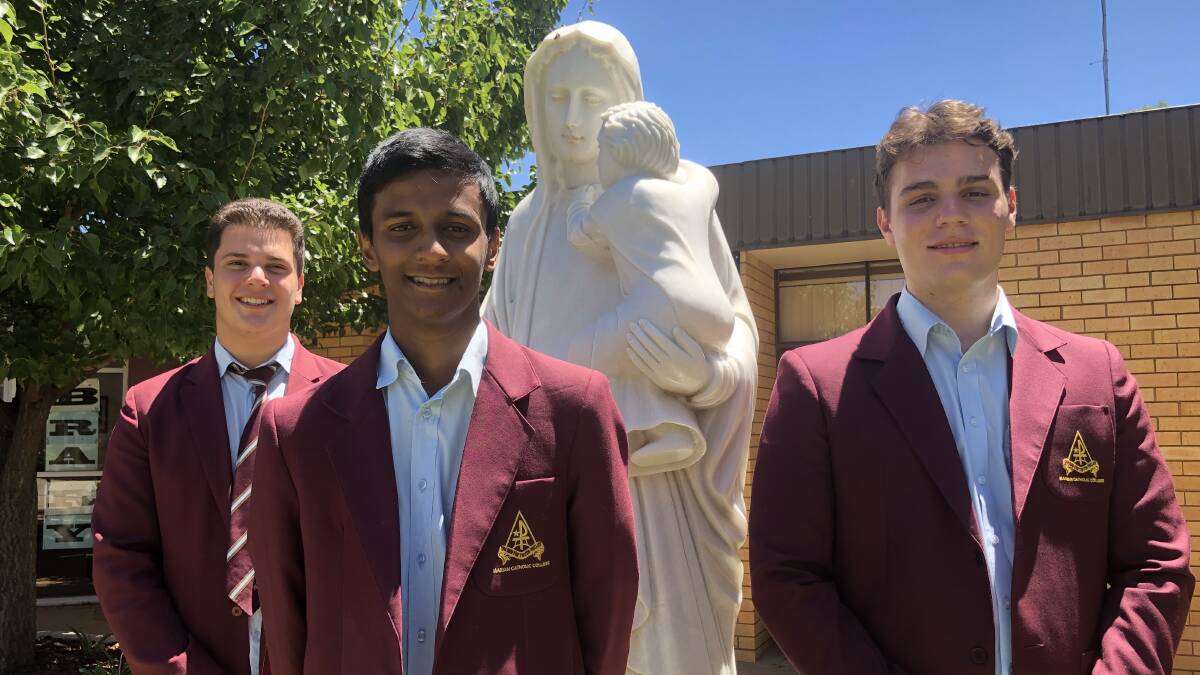 HIGH ACHIEVERS: Marian Catholic College's Nathan Bortolin, Piriyarathan Karunapalan, and Marcus Sartor. PHOTO: Monty Jacka