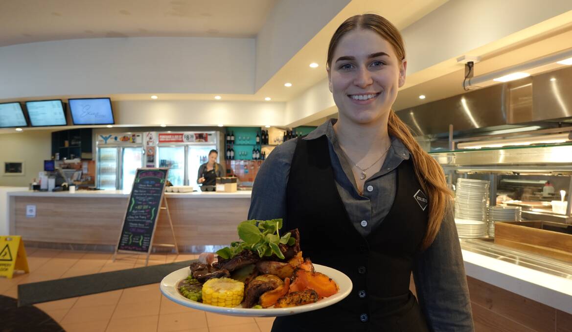 Exies bistro supervisor Shannara Bishell. Both the Exies main club and the sports club have had a 'dramatic increase' in bistro sales since the introduction of the vouchers. Photo: Monty Jacka. 