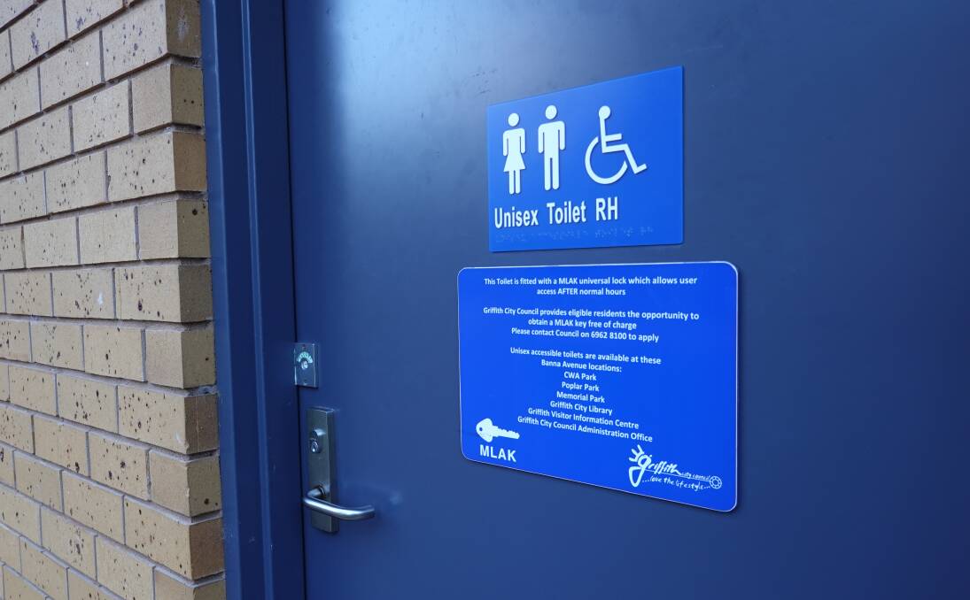 The signage for the MLAK system remains on the Memorial Park disabled bathroom. PHOTO: Monty Jacka