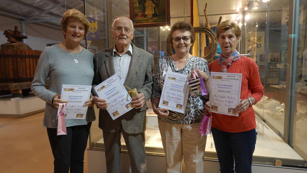 Melina Armanini, Orfeo Bergamin, Annalisa Surian and Miriam Pasin received lifetime memberships to the Italian Museum committee in recognition of their long-term service. Photo: Monty Jacka.