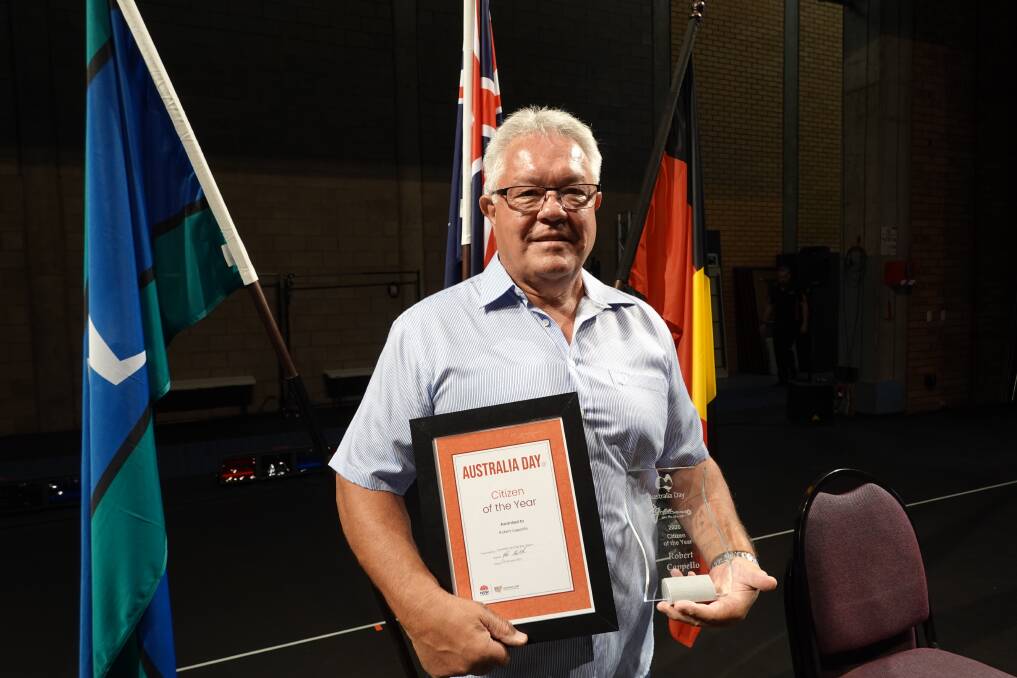 Robert Cappello with his citizen of the year awards. Photo: Monty Jacka