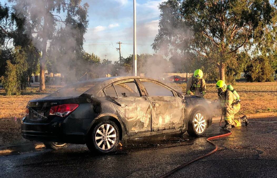 NEWS FEED: A Griffith man allegedly found out his car had been stolen when he saw this picture of his car on Facebook. Photo: Fire and Rescue NSW Station 311 Griffith