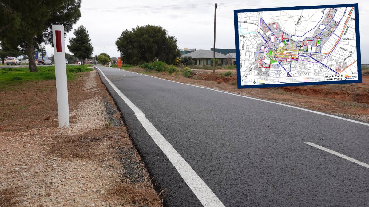 NEW FOOTPATHS: The adopted strategy includes 146 kilometres of proposed pathways for the Griffith local government area. PHOTO: Monty Jacka. INSET: Griffith City Council