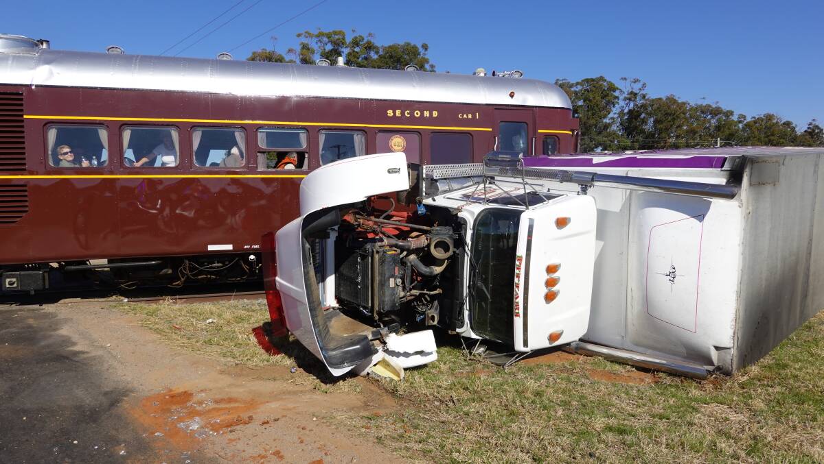 The truck suffered significant damage in the incident, however all 91 people involved were uninjured. PHOTO: Monty Jacka