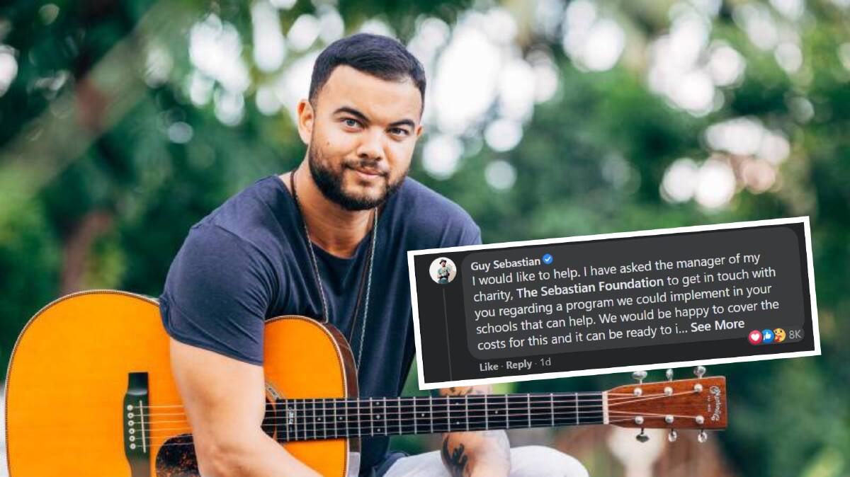 REACHING OUT: Australian Idol winner Guy Sebastian has offered to bring a mental health program to schools across the Murray electorate. PHOTO: Gusde Mahendranata INSET: Facebook