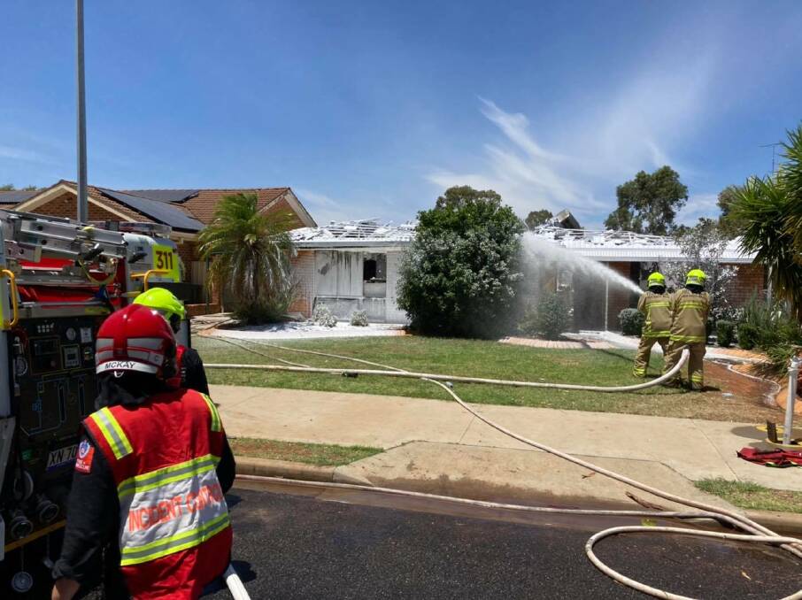 Fire crews applied fire supression foam to the McCudden Street home to prevent re-ignition. PHOTO: Yenda NSW Fire and Rescue