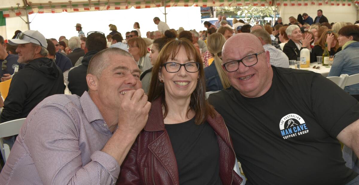 POPULAR: Geoff Bortolin, Cheryl Wood and Lou Greco were among the 1200 residents who made it up to the Salami Festival in 2019. PHOTO: Kenji Sato