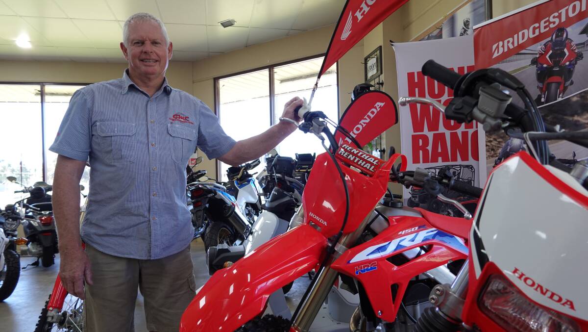 Tony Harris says motorbike sales at Griffith Motorcycle Centre went up 50 per cent in 2020. Picture: Monty Jacka