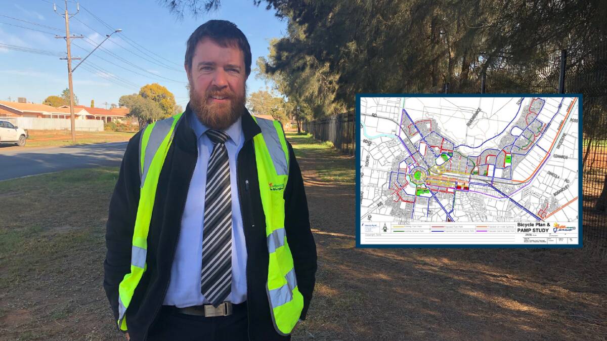 FORGING NEW PATHS: Griffith City Council's Phil King on Merrigal Street, the likely site of the next additions to the city's growing pathway network. PHOTOS: Monty Jacka & Griffith City Council