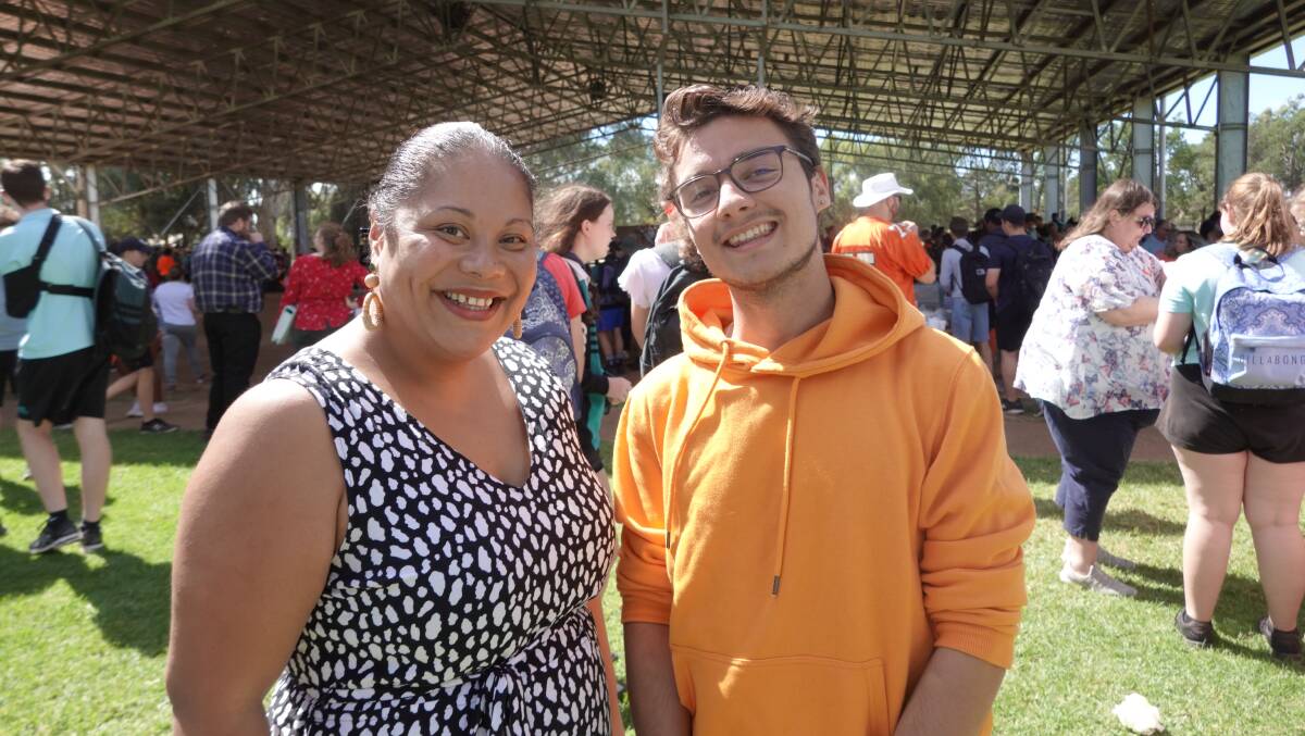 HARMONY: MRHS community liaison officer Mau Nahe and Year 12 student Brendan Codemo enjoying the day's events. Photo: Monty Jacka