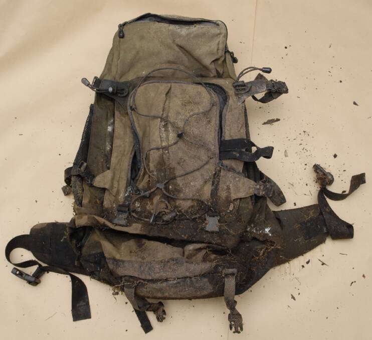 The backpack discovered near the deceased's remains
