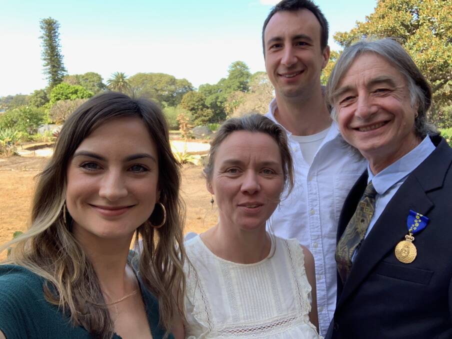 HONOURED: David Guest (right) after becoming a Member of the Order of Australia celebrates with Zoé Guest (left), Rosalie Daniel and Giles Guest. PHOTO: Contributed