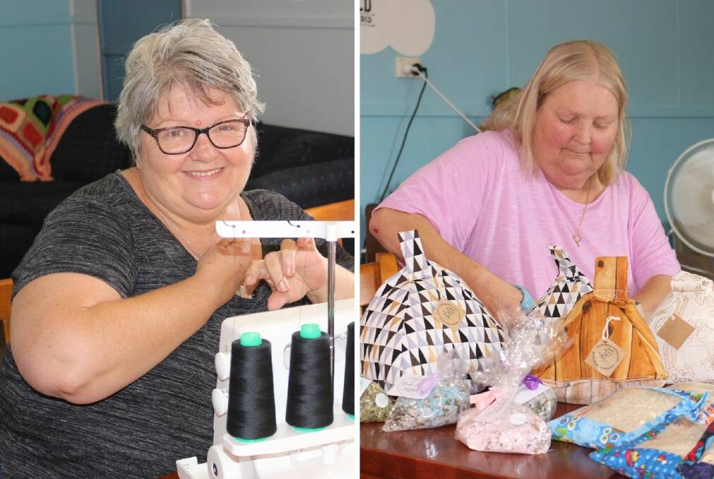 SHOWING OFF SKILLS: Griffith Women's Shed members Beth Pascoe and Ros Williams work on items as part of the activities at the shed. PHOTOS: Calhan Behrendt