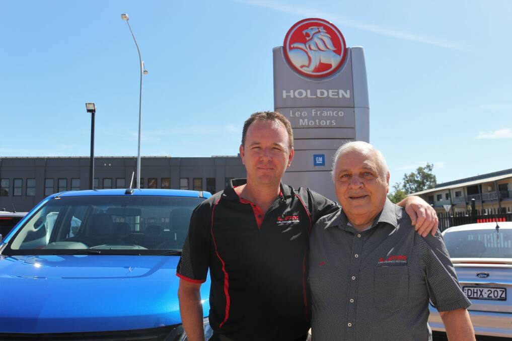 NOT GOING ANYWHERE: Leo Franco Motors general manager Andrew Ross and owner Leo Franco said the dealership will not see any job losses as a result of the Holden brand axing. PHOTO: Calhan Behrendt