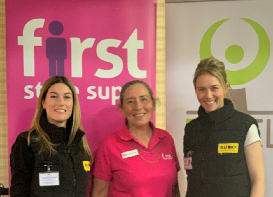 PROMOTING STAFF WELL-BEING: Murrumbidgee Local Health District staff members Nikki Miller and Nikki Robinson promote health and wellbeing with First State Super education manager Jennie Murray. PHOTO: Supplied
