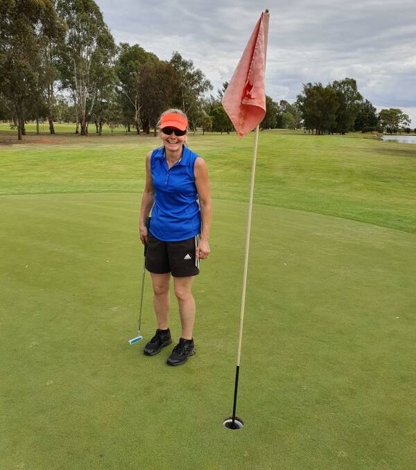READY TO ROLL: Ruth Monk on the green at Yenda Golf Club.