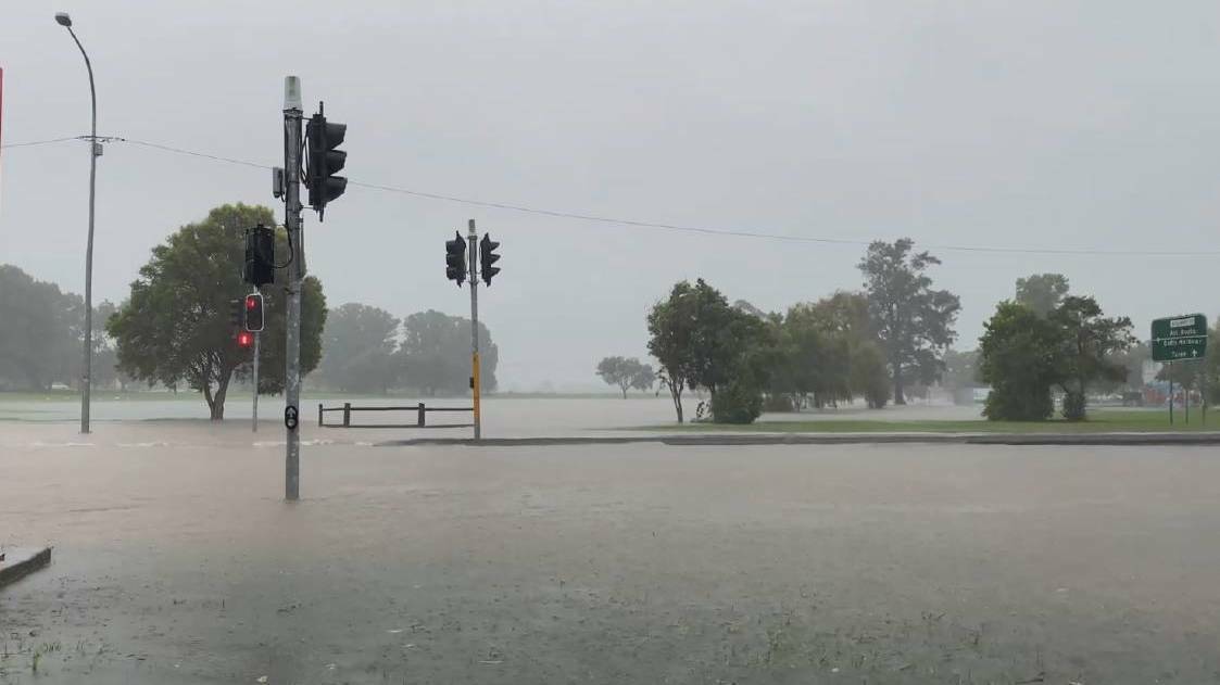 Streets in Kempsey on NSW's North Coast are inundated. Photo: Dean Tuckwell.