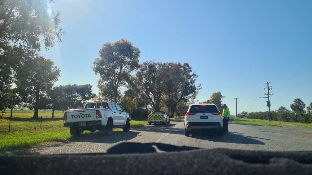 ROAD BLOCK: Diversions are in place on the Sturt Highway near Alfredtown.