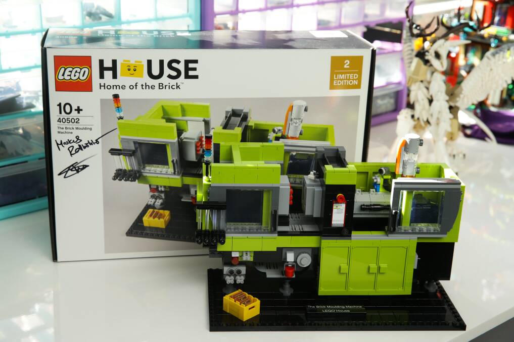 As consolation for his trip to Denmark being postponed, LEGO House sent Joss Woodyard this set of a brick-moulding machine, complete with the autographs of its designers. Picture: Jonathan Carroll 